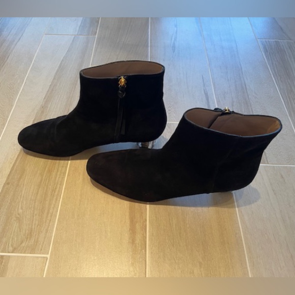 Stuart Weitzman The Dark Star Black Ankle Boots with Gem Heel - Picture 2 of 9